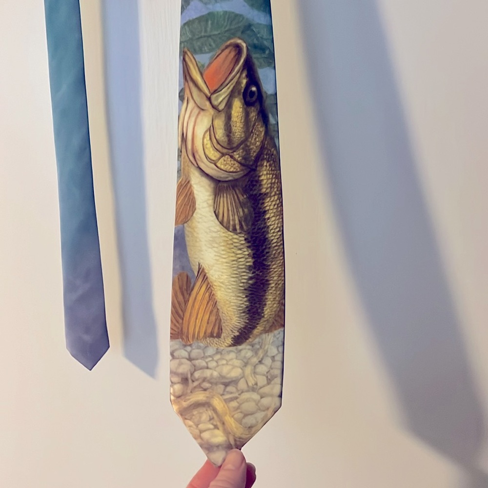 Necktie with bass fish by Salamander